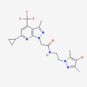 molecular formula C20H22BrF3N6O B4850755 N-[2-(4-bromo-3,5-dimethyl-1H-pyrazol-1-yl)ethyl]-2-[6-cyclopropyl-3-methyl-4-(trifluoromethyl)-1H-pyrazolo[3,4-b]pyridin-1-yl]acetamide 