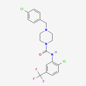 molecular formula C19H18Cl2F3N3O B4850798 4-(4-chlorobenzyl)-N-[2-chloro-5-(trifluoromethyl)phenyl]-1-piperazinecarboxamide 