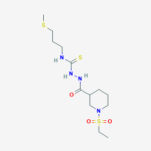 molecular formula C13H26N4O3S3 B4850809 2-{[1-(ethylsulfonyl)-3-piperidinyl]carbonyl}-N-[3-(methylthio)propyl]hydrazinecarbothioamide 