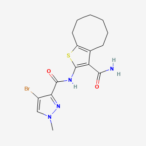 molecular formula C16H19BrN4O2S B4850831 N-[3-(aminocarbonyl)-4,5,6,7,8,9-hexahydrocycloocta[b]thien-2-yl]-4-bromo-1-methyl-1H-pyrazole-3-carboxamide 