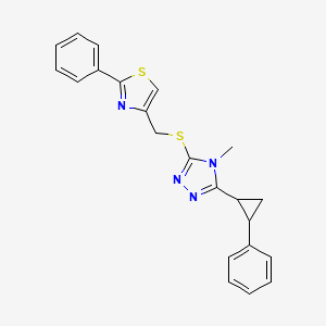molecular formula C22H20N4S2 B4850839 4-methyl-3-(2-phenylcyclopropyl)-5-{[(2-phenyl-1,3-thiazol-4-yl)methyl]thio}-4H-1,2,4-triazole 