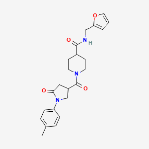 molecular formula C23H27N3O4 B4850864 N-(2-furylmethyl)-1-{[1-(4-methylphenyl)-5-oxo-3-pyrrolidinyl]carbonyl}-4-piperidinecarboxamide 