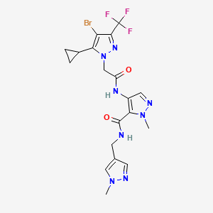 molecular formula C19H20BrF3N8O2 B4850880 4-({[4-bromo-5-cyclopropyl-3-(trifluoromethyl)-1H-pyrazol-1-yl]acetyl}amino)-1-methyl-N-[(1-methyl-1H-pyrazol-4-yl)methyl]-1H-pyrazole-5-carboxamide 
