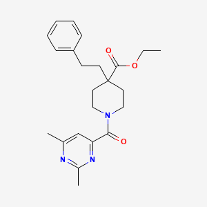 molecular formula C23H29N3O3 B4850903 ethyl 1-[(2,6-dimethyl-4-pyrimidinyl)carbonyl]-4-(2-phenylethyl)-4-piperidinecarboxylate 