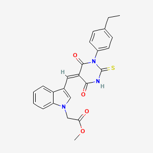 molecular formula C24H21N3O4S B4850915 methyl (3-{[1-(4-ethylphenyl)-4,6-dioxo-2-thioxotetrahydro-5(2H)-pyrimidinylidene]methyl}-1H-indol-1-yl)acetate 