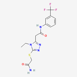 molecular formula C15H16F3N5O2S B4850942 2-{5-[(2-amino-2-oxoethyl)thio]-4-ethyl-4H-1,2,4-triazol-3-yl}-N-[3-(trifluoromethyl)phenyl]acetamide 