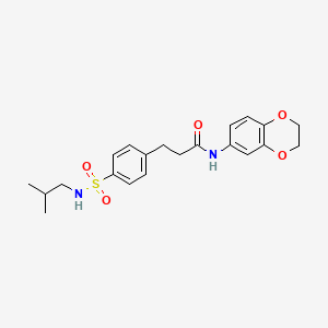 molecular formula C21H26N2O5S B4850980 N-(2,3-dihydro-1,4-benzodioxin-6-yl)-3-{4-[(isobutylamino)sulfonyl]phenyl}propanamide 