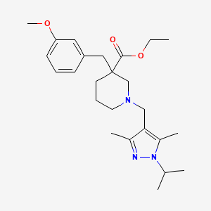 molecular formula C25H37N3O3 B4851030 ethyl 1-[(1-isopropyl-3,5-dimethyl-1H-pyrazol-4-yl)methyl]-3-(3-methoxybenzyl)-3-piperidinecarboxylate 