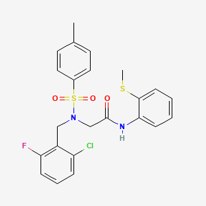 molecular formula C23H22ClFN2O3S2 B4851032 N~2~-(2-chloro-6-fluorobenzyl)-N~2~-[(4-methylphenyl)sulfonyl]-N~1~-[2-(methylthio)phenyl]glycinamide 