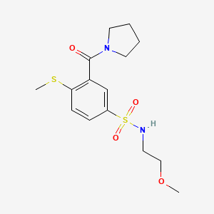 molecular formula C15H22N2O4S2 B4851037 N-(2-methoxyethyl)-4-(methylthio)-3-(1-pyrrolidinylcarbonyl)benzenesulfonamide 