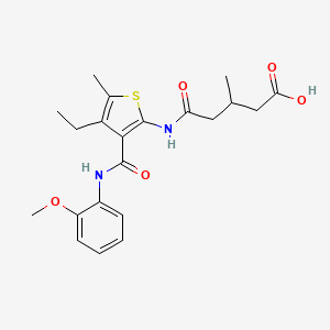 molecular formula C21H26N2O5S B4851104 5-[(4-ethyl-3-{[(2-methoxyphenyl)amino]carbonyl}-5-methyl-2-thienyl)amino]-3-methyl-5-oxopentanoic acid 