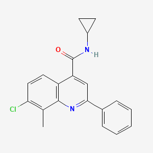 molecular formula C20H17ClN2O B4851135 7-chloro-N-cyclopropyl-8-methyl-2-phenyl-4-quinolinecarboxamide 