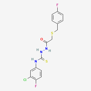 molecular formula C16H14ClF2N3OS2 B4851149 N-(3-chloro-4-fluorophenyl)-2-{[(4-fluorobenzyl)thio]acetyl}hydrazinecarbothioamide 