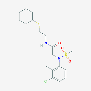 molecular formula C18H27ClN2O3S2 B4851191 N~2~-(3-chloro-2-methylphenyl)-N~1~-[2-(cyclohexylthio)ethyl]-N~2~-(methylsulfonyl)glycinamide 