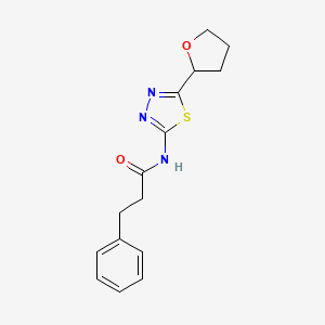 molecular formula C15H17N3O2S B4851258 3-phenyl-N-[5-(tetrahydro-2-furanyl)-1,3,4-thiadiazol-2-yl]propanamide 