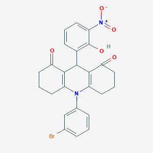 molecular formula C25H21BrN2O5 B4851266 10-(3-bromophenyl)-9-(2-hydroxy-3-nitrophenyl)-3,4,6,7,9,10-hexahydro-1,8(2H,5H)-acridinedione 