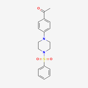 molecular formula C18H20N2O3S B4851274 1-{4-[4-(phenylsulfonyl)-1-piperazinyl]phenyl}ethanone 