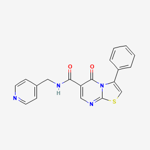 molecular formula C19H14N4O2S B4851281 5-oxo-3-phenyl-N-(4-pyridinylmethyl)-5H-[1,3]thiazolo[3,2-a]pyrimidine-6-carboxamide 