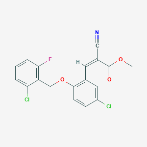 molecular formula C18H12Cl2FNO3 B4851372 methyl 3-{5-chloro-2-[(2-chloro-6-fluorobenzyl)oxy]phenyl}-2-cyanoacrylate 