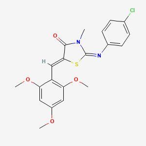 molecular formula C20H19ClN2O4S B4851411 2-[(4-chlorophenyl)imino]-3-methyl-5-(2,4,6-trimethoxybenzylidene)-1,3-thiazolidin-4-one 
