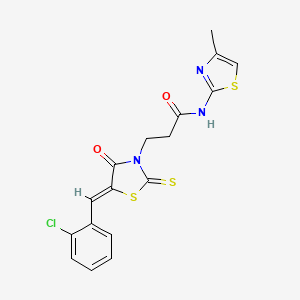 molecular formula C17H14ClN3O2S3 B4851424 3-[5-(2-chlorobenzylidene)-4-oxo-2-thioxo-1,3-thiazolidin-3-yl]-N-(4-methyl-1,3-thiazol-2-yl)propanamide 