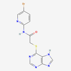 molecular formula C12H9BrN6OS B4851433 N-(5-溴-2-吡啶基)-2-(9H-嘌呤-6-硫基)乙酰胺 