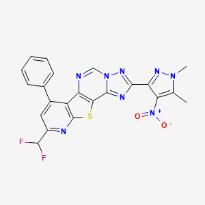 molecular formula C22H14F2N8O2S B4851477 9-(difluoromethyl)-2-(1,5-dimethyl-4-nitro-1H-pyrazol-3-yl)-7-phenylpyrido[3',2':4,5]thieno[2,3-e][1,2,4]triazolo[1,5-c]pyrimidine 