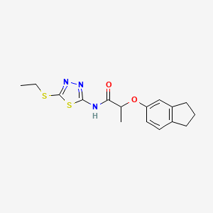 molecular formula C16H19N3O2S2 B4851484 2-(2,3-dihydro-1H-inden-5-yloxy)-N-[5-(ethylthio)-1,3,4-thiadiazol-2-yl]propanamide 