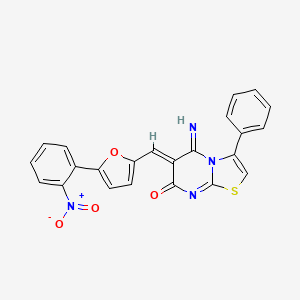molecular formula C23H14N4O4S B4851500 5-imino-6-{[5-(2-nitrophenyl)-2-furyl]methylene}-3-phenyl-5,6-dihydro-7H-[1,3]thiazolo[3,2-a]pyrimidin-7-one 