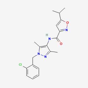 molecular formula C19H21ClN4O2 B4851552 N-[1-(2-chlorobenzyl)-3,5-dimethyl-1H-pyrazol-4-yl]-5-isopropyl-3-isoxazolecarboxamide 