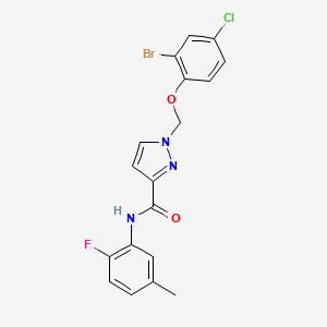 molecular formula C18H14BrClFN3O2 B4851559 1-[(2-bromo-4-chlorophenoxy)methyl]-N-(2-fluoro-5-methylphenyl)-1H-pyrazole-3-carboxamide 