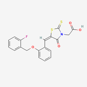 molecular formula C19H14FNO4S2 B4851561 (5-{2-[(2-fluorobenzyl)oxy]benzylidene}-4-oxo-2-thioxo-1,3-thiazolidin-3-yl)acetic acid 