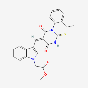 molecular formula C24H21N3O4S B4851583 methyl (3-{[1-(2-ethylphenyl)-4,6-dioxo-2-thioxotetrahydro-5(2H)-pyrimidinylidene]methyl}-1H-indol-1-yl)acetate CAS No. 6173-05-3