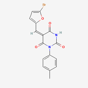 molecular formula C16H11BrN2O4 B4851601 5-[(5-bromo-2-furyl)methylene]-1-(4-methylphenyl)-2,4,6(1H,3H,5H)-pyrimidinetrione 