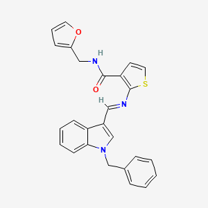 molecular formula C26H21N3O2S B4851607 2-{[(1-benzyl-1H-indol-3-yl)methylene]amino}-N-(2-furylmethyl)-3-thiophenecarboxamide 