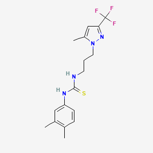 molecular formula C17H21F3N4S B4851616 N-(3,4-dimethylphenyl)-N'-{3-[5-methyl-3-(trifluoromethyl)-1H-pyrazol-1-yl]propyl}thiourea 