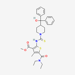 molecular formula C31H37N3O4S2 B4851629 methyl 5-[(diethylamino)carbonyl]-2-[({4-[hydroxy(diphenyl)methyl]-1-piperidinyl}carbonothioyl)amino]-4-methyl-3-thiophenecarboxylate 
