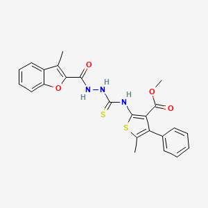 molecular formula C24H21N3O4S2 B4851645 methyl 5-methyl-2-[({2-[(3-methyl-1-benzofuran-2-yl)carbonyl]hydrazino}carbonothioyl)amino]-4-phenyl-3-thiophenecarboxylate 