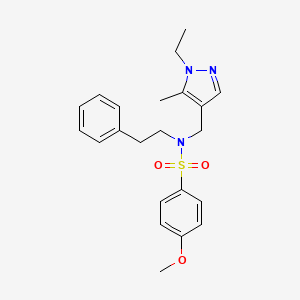 molecular formula C22H27N3O3S B4851661 N-[(1-ethyl-5-methyl-1H-pyrazol-4-yl)methyl]-4-methoxy-N-(2-phenylethyl)benzenesulfonamide 