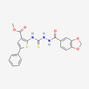 molecular formula C21H17N3O5S2 B4851761 methyl 2-({[2-(1,3-benzodioxol-5-ylcarbonyl)hydrazino]carbonothioyl}amino)-5-phenyl-3-thiophenecarboxylate 