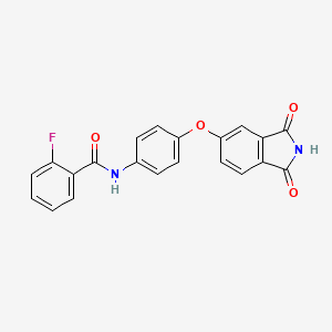 molecular formula C21H13FN2O4 B4851786 N-{4-[(1,3-dioxo-2,3-dihydro-1H-isoindol-5-yl)oxy]phenyl}-2-fluorobenzamide 