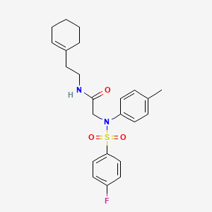 molecular formula C23H27FN2O3S B4851799 N~1~-[2-(1-cyclohexen-1-yl)ethyl]-N~2~-[(4-fluorophenyl)sulfonyl]-N~2~-(4-methylphenyl)glycinamide 