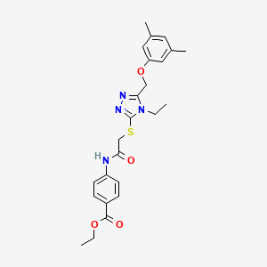 molecular formula C24H28N4O4S B4851811 ethyl 4-{[({5-[(3,5-dimethylphenoxy)methyl]-4-ethyl-4H-1,2,4-triazol-3-yl}thio)acetyl]amino}benzoate 