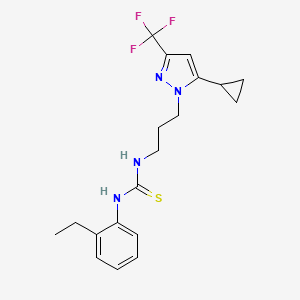 molecular formula C19H23F3N4S B4851815 N-{3-[5-cyclopropyl-3-(trifluoromethyl)-1H-pyrazol-1-yl]propyl}-N'-(2-ethylphenyl)thiourea 