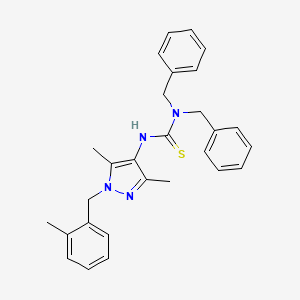 N,N-dibenzyl-N'-[3,5-dimethyl-1-(2-methylbenzyl)-1H-pyrazol-4-yl]thiourea