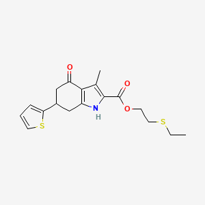 molecular formula C18H21NO3S2 B4851898 2-(ethylthio)ethyl 3-methyl-4-oxo-6-(2-thienyl)-4,5,6,7-tetrahydro-1H-indole-2-carboxylate 
