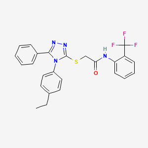 molecular formula C25H21F3N4OS B4851906 2-{[4-(4-ethylphenyl)-5-phenyl-4H-1,2,4-triazol-3-yl]thio}-N-[2-(trifluoromethyl)phenyl]acetamide 