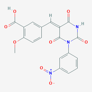 molecular formula C19H13N3O8 B4851959 2-methoxy-5-{[1-(3-nitrophenyl)-2,4,6-trioxotetrahydro-5(2H)-pyrimidinylidene]methyl}benzoic acid 