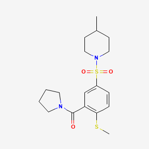 molecular formula C18H26N2O3S2 B4851969 4-methyl-1-{[4-(methylthio)-3-(1-pyrrolidinylcarbonyl)phenyl]sulfonyl}piperidine 