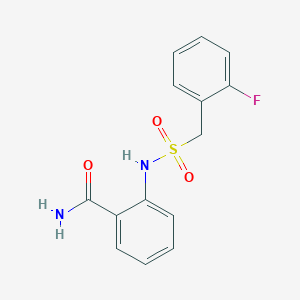 molecular formula C14H13FN2O3S B4851970 2-{[(2-fluorobenzyl)sulfonyl]amino}benzamide 